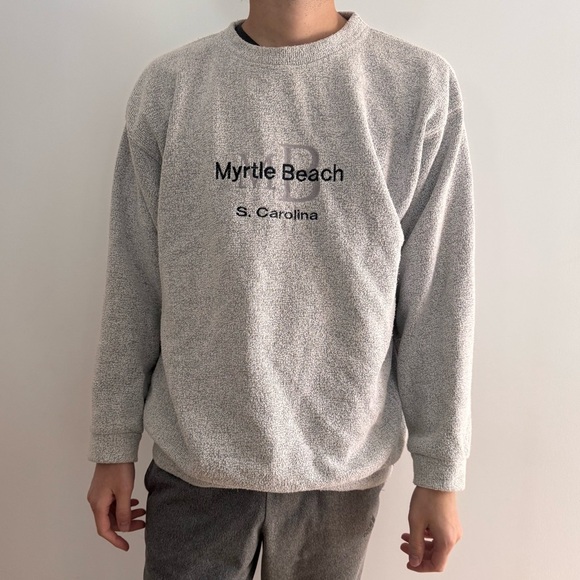 VINTAGE  EXIST SPORTS LINE WHITE & GREY MYRTLE BEACH SWEATER - XL - Picture 9 of 13